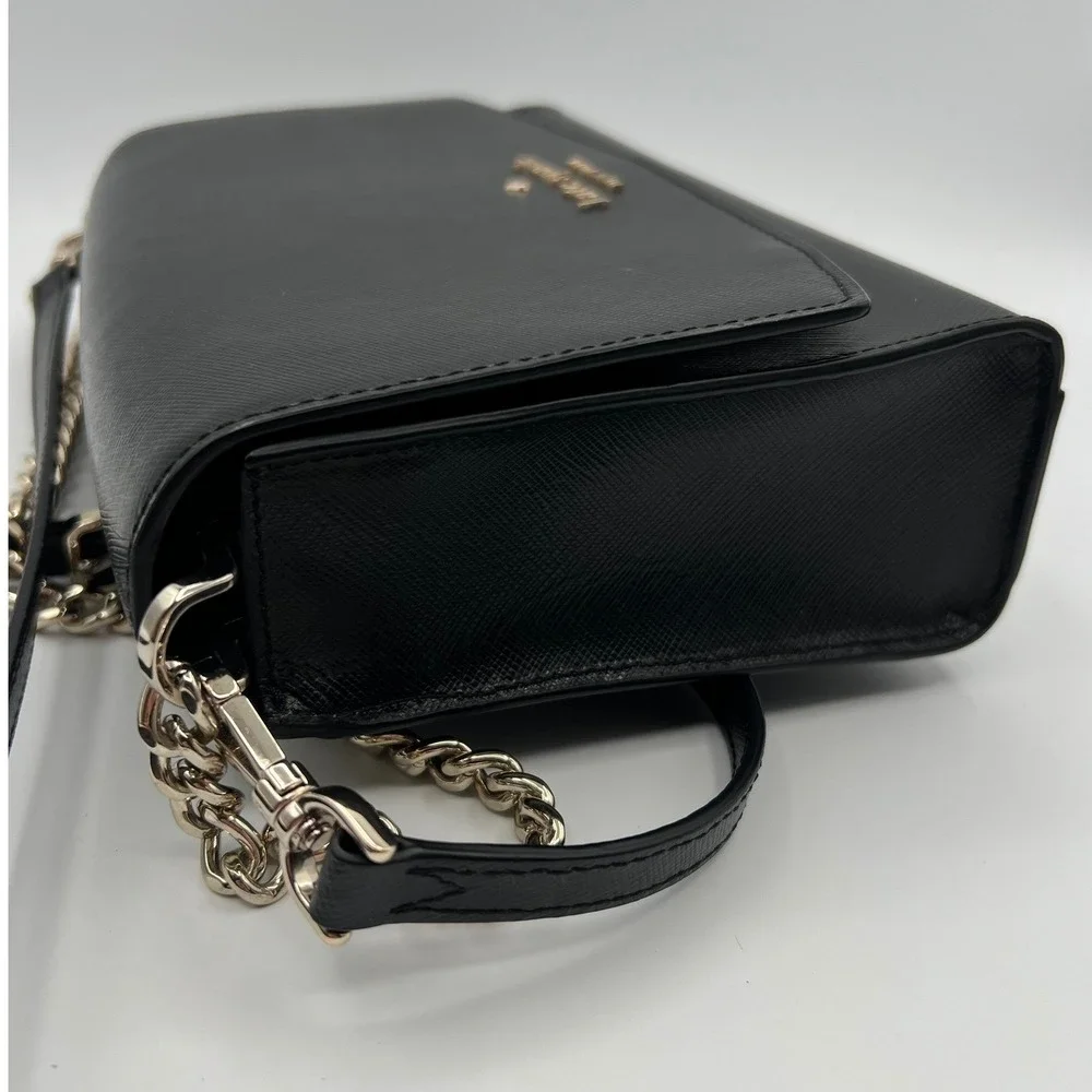 Kate Spade New York Margot Convertible Black Saffiano Leather Chain Crossbody